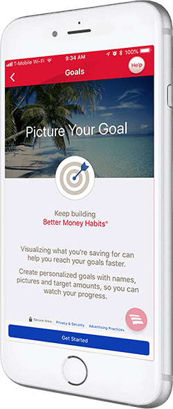 Image of a phone displaying the Goals tool.