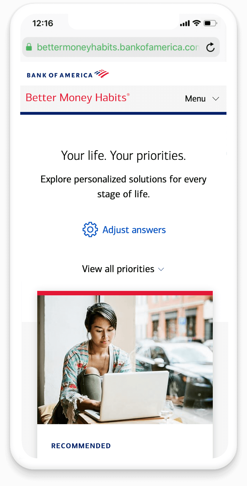 BMH life priorities widget results page