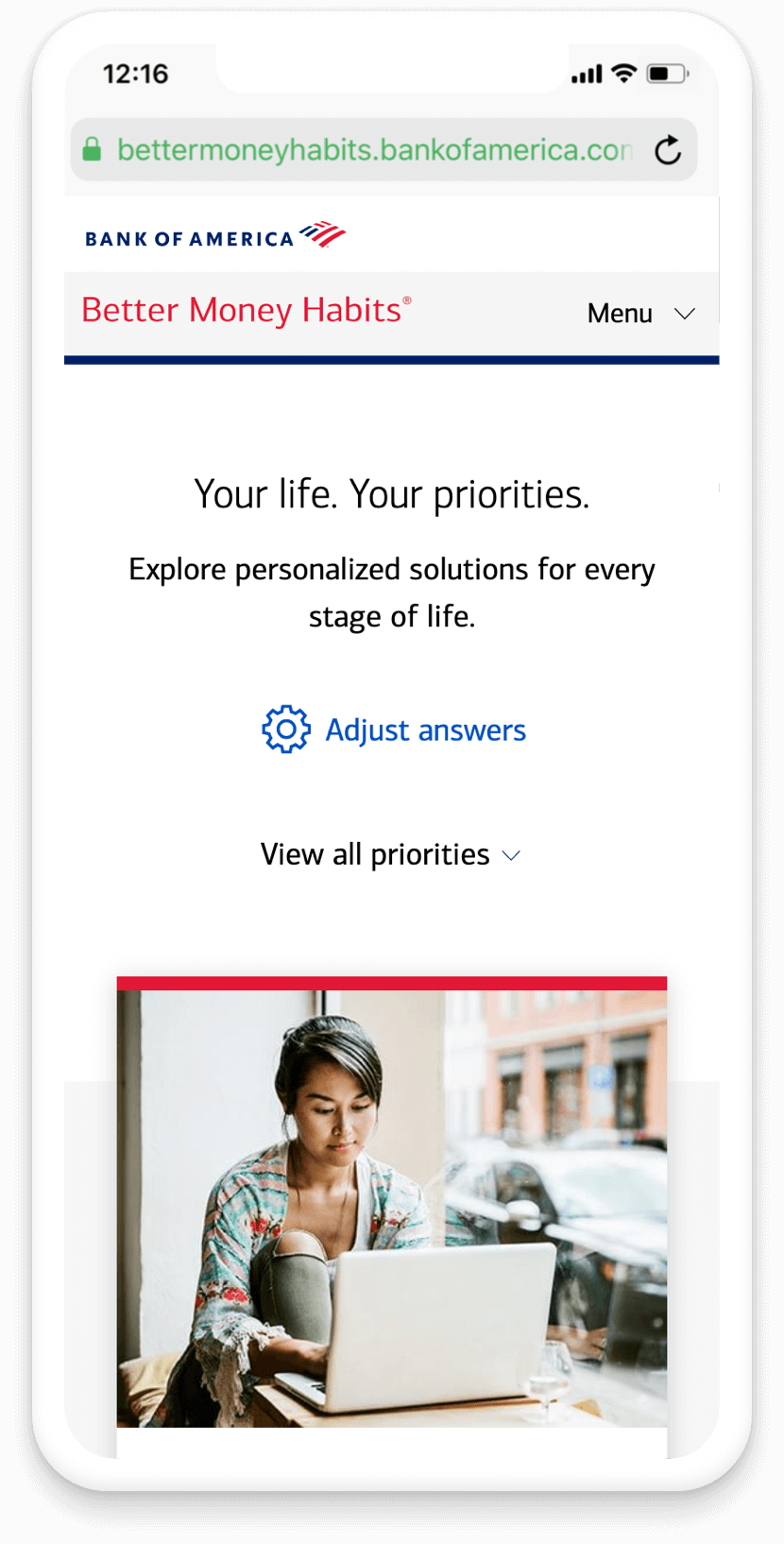 BMH life priorities widget results page