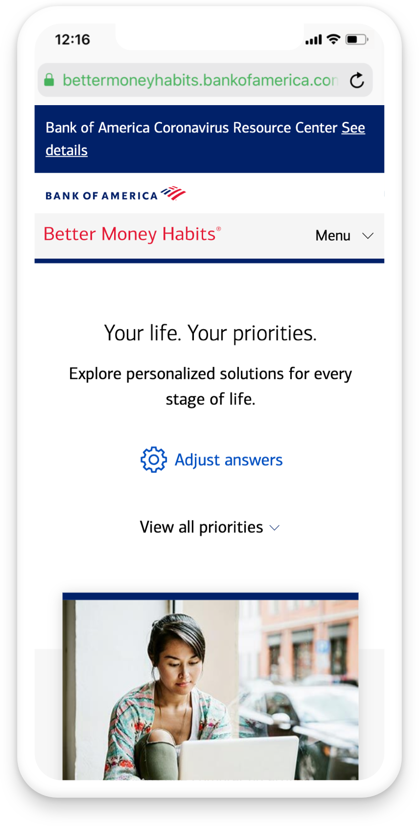 BMH life priorities widget results page